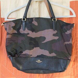 Coach Green and Black Camouflage Tote Bag